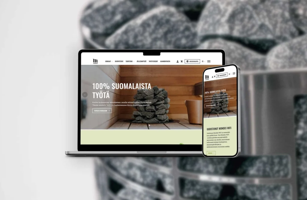 Hurja Solutions: Mondexin verkkosivuston mockup.