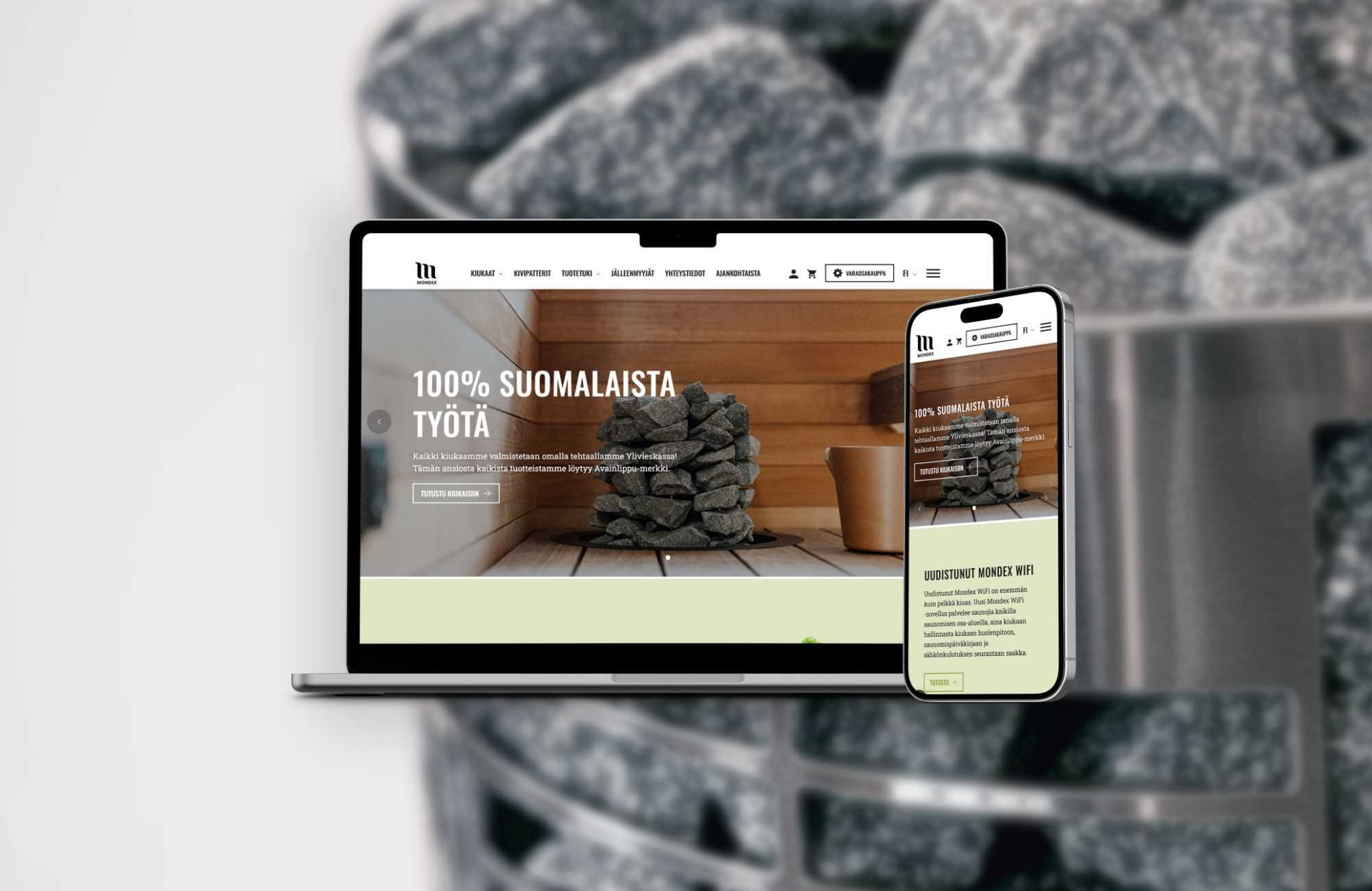 Hurja Solutions: Mondexin verkkosivuston mockup.