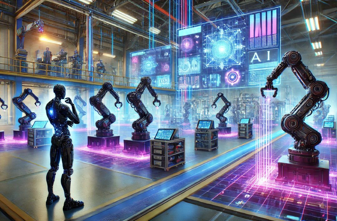 Hurja Solutions Oy parvitekoäly (swarm intelligence) blogin kuvituskuva, jossa robotteja.