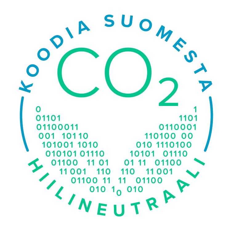 Koodia Suomesta Hiilineutraali logo.